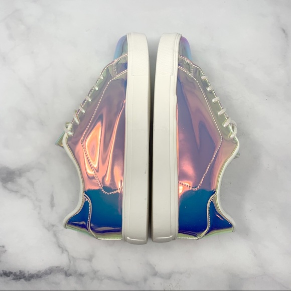 NEW Nasty Gal Holographic Patent Platform Sneakers - Picture 6 of 12